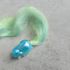Vintage Mouse Lady Lovely Locks Pixietails Blue Bunny Green Hair Pixie Tail Clip