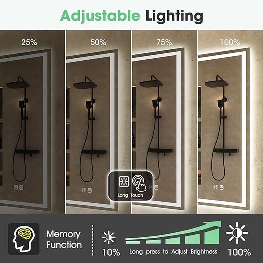LED Bathroom Mirror with Lighting  800  x  600mm Anti-Fog Dimmable Smart Mirror