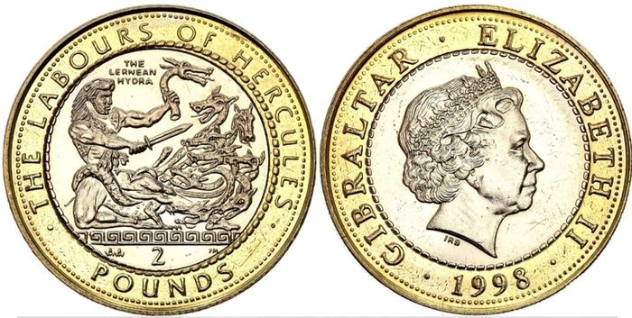 Gibraltar 2 Pound 1998 Hercules Series - The Lernean Hydra