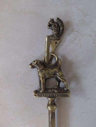 Antique French fireplace set 1950s features handles with various figures with animal finials