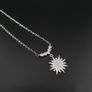 925 Sterling Silver Sparkling Sunburst Pendant Necklace with CZ Stones Elegant Radiant Star Design Image 9