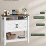 Console Table with Power Outlet, Entryway Storage with Cabinet and Open Shelves, Coffee Bar Cabinet, for Entrance, Hallway, Kitchen, White and Walnut Image 4
