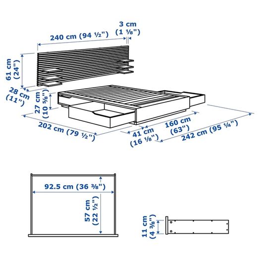 MANDAL bed frame and headboard