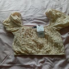 ladies Zara beige crop top size medium bnwt
