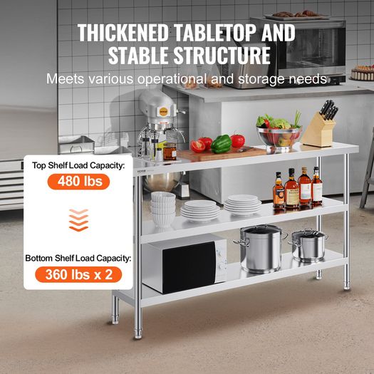 Stainless Steel Food Prep Table 35.6x152.4 cm