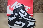 mens NIKE DUNK HI RETRO trainers runners Panda black and white Size UK 10 EU 45 BOXED