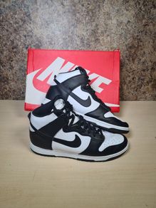 mens NIKE DUNK HI RETRO trainers runners Panda black and white Size UK 10 EU 45 BOXED