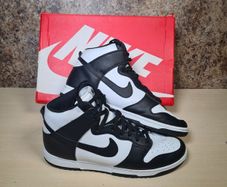 mens NIKE DUNK HI RETRO trainers runners Panda black and white Size UK 10 EU 45 BOXED