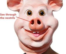 Pig head halloween latex mask.