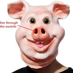 Pig head halloween latex mask.