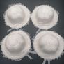 Girls White Sun Hats With Ribbon Image 6