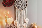 NEW SALE | Dream Macrame Dream Catcher Large Dream Catchers for Bedroom Boho Wall Hanging Decor with 5 Woven Leaves Tassels Home Decoration Ornament