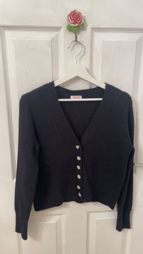 Savida black pearl button detail cardigan
