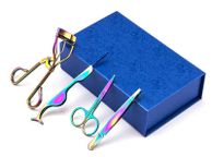 main image for ad Eyelash Curler Set in Elegant Box with Mirror - Eyebrow Tweezers, Scissors - BLUE