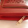 Large Fashion Red Purse Multi compartments with flowers design Image 3
