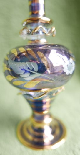 Vintage Blue Handblown Glass Perfume Massage Oil Bottle