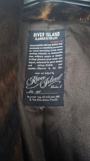stunning river island  fur coat worn at least 2 times sz 18