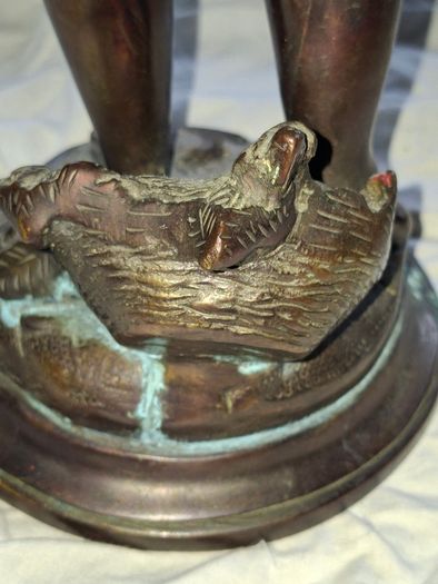 Antique 19th Century Bronze patinated metal sculpture in the style of Bacchus with Cymbals after the French sculptor Clodion
