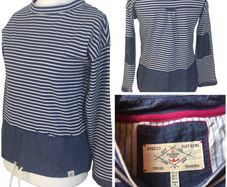 Joules Ladies blue long sleeve heavy cotton striped top size 10 price includes postage