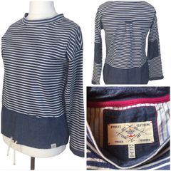 Joules Ladies blue long sleeve heavy cotton striped top size 10 price includes postage