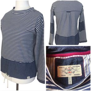 Joules Ladies blue long sleeve heavy cotton striped top size 10 price includes postage