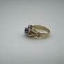 Antique 18ct Gold Diamond and Sapphire Ring Custom Crown Design - 6 Diamond cluster and Large Dark Blue Rare Sapphire - Beautiful Crown Design Image 8