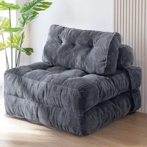 Folding Sofa Bed, Convertible Sleeper Chair with Pillow Foldable Mattress with Back Support, Portable Fold Out Chair Bed Comfy Floor Sofa Lounge for Living Room Bedroom, Dark Grey
