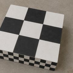 Black & White Checkerboard Plinth Display Pedestal