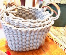 trio of baskets, cotton cable look, New England style,