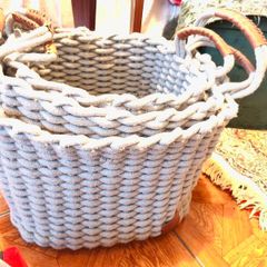 trio of baskets, cotton cable look, New England style,