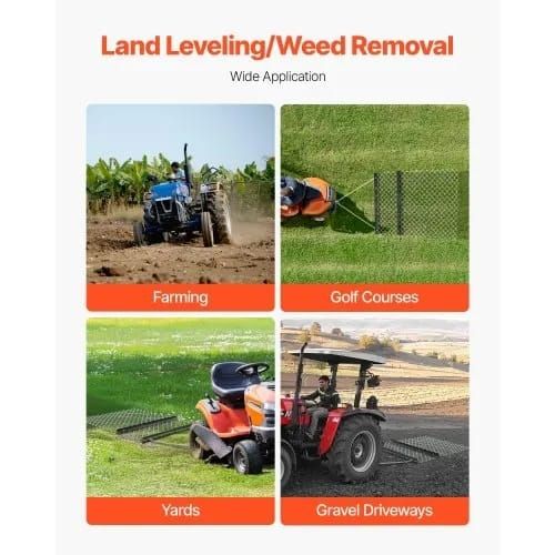 Drag Harrow, 4 x 5 ft Chain Harrow - Made from Q235 Steel, UTV Tractor Attachments for Landscape Leveling or Sod Prepping, Durable Harrow Rake