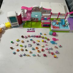 Shopkins Happy Places swimming pool, Shopkins Club Chef fridge, Shopkins Supermarket Playset, extra Shopkins figures and items