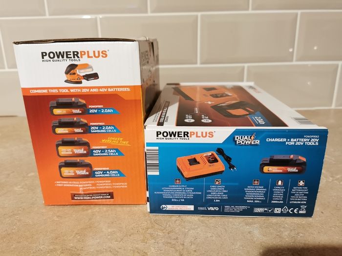Palm Sander Powerplus + Charger + Battery 20v 2.0ah Cordless Power Tool Woodworking