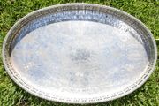 Viners  Silver Alpha Plated Oval Vintage Tray Chased Gallery
