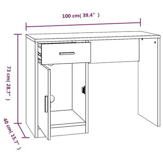 Desk with Drawer & Cabinet Black