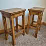 Pair of Vintage Solid Oak School Lab Stools Image 4