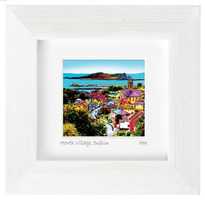 Howth Village, Dublin, 4 inch framed print by artist Helen Mathews