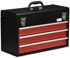 3 Drawer Tool Chest, Lockable Metal Tool Box, Portable Toolbox with Ball Bearing Runners, 510mm x 220mm x 320mm