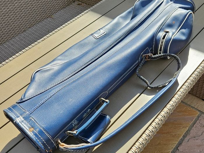 Vintage1930's Made in Scotland GREBAN Navy leather golf carry bag