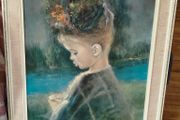 Vintage 1960a framed textured print entitled "Precious" by artist Armando Gentilini,  kitsch