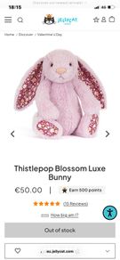 New JELLYCAT Thistlepop Blossom LUXE Bunny Medium