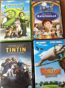 DVD,Tintin, Horton, Ratatouille, Shrek 2