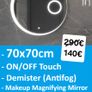 LED Bathroom Mirror 70cm Demister Image 3