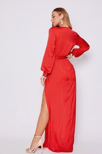IN THE STYLE Red Wrap Side Split Maxi Dress Size 8!
