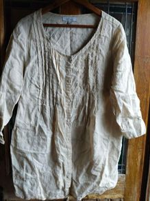 Options beige linen blouse.