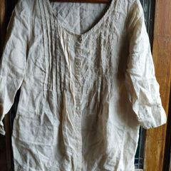 Options beige linen blouse.