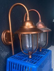 Pair Copper Effect Outdoor Wall Lights