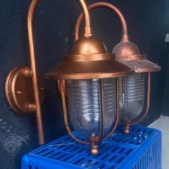 Pair Copper Effect Outdoor Wall Lights