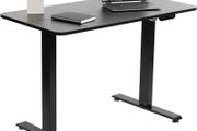 NEW SALE | Electric Height Adjustable 112 x 61 cm Stand Up Desk, Standing Workstation with Memory Controller, Black Top, Black Frame