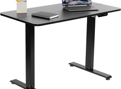 NEW SALE | Electric Height Adjustable 112 x 61 cm Stand Up Desk, Standing Workstation with Memory Controller, Black Top, Black Frame